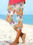 Floral Tight Cotton Casual Pants