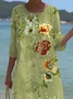 Women's Floral Print Spring Crew Neck Dress