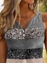 Women's Sleeveless Tank Top Summer As Picture Striped Printing V Neck Daily Going Out Casual Top