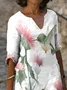Women's Floral Spring Print V Neck Dress