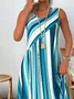 Crew Neck Casual Loose Gradient Pattern Dress With No