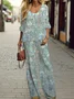 Women's Abstract Spring Print Casual Top and Pants Two-Piece Set