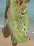 Women's Floral Print Spring Crew Neck Dress
