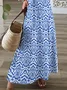 Women's Geometric Spring Print V-Neck Short Sleeve Slit Dress