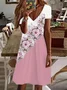 Women's Floral Spring Print Casual V-Neck Short Sleeve Dress