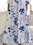 Women's Short Sleeve Summer White Floral Printing Crew Neck Daily Going Out Casual Maxi H-Line Shift Dress Dress