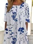 Women's Short Sleeve Summer White Floral Printing Crew Neck Daily Going Out Casual Maxi H-Line Shift Dress Dress