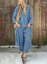Women Casual Plain Summer V neck Lightweight No Elasticity Daily Pullover Top With Pants Two-Piece Sets
