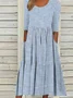 Women's Short Sleeve Summer Blue Striped Printing Crew Neck Daily Going Out Casual Maxi H-Line Shift Dress Dress