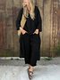 Women Casual Plain Summer V neck Lightweight No Elasticity Daily Pullover Top With Pants Two-Piece Sets