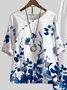 Women's Printing Floral Daily Going Out Two-Piece Set White Casual Summer Top With Pants Matching Set