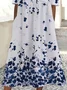Women's Short Sleeve Summer White Floral Printing Crew Neck Daily Going Out Casual Maxi H-Line Shift Dress Dress