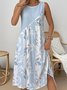 Multicolor Block Simple Crew Neck Dress With No