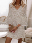 Women's Half Sleeve Summer Apricot Floral Printing V Neck Daily Going Out Casual Midi H-Line Classic Dress