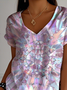Jersey Loose Gradient Pattern Casual T-Shirt