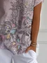 Jersey Paisley V Neck Casual T-Shirt