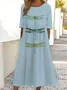Women's Short Sleeve Summer White Dragonfly Printing Crew Neck Daily Going Out Casual Maxi H-Line Shift Dress Dress