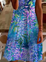 Women's Floral Print Casual V-Neck Short Sleeve Dress