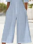 Women's H-Line V Neck Daily Going Out Casual Printing Striped Summer Ankle Pants Jumpsuit Romper