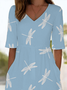 Women's H-Line V Neck Daily Going Out Casual Printing Dragonfly Summer Ankle Pants Jumpsuit Romper