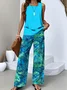 Casual Crew Neck Regular Fit Two-Piece Set With No