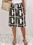 Women's Spring and Summer Geometric Print Casual Straight Lace-up Pants
