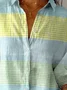 Casual Color Block Shirt Collar Shirt