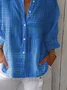 Vintage Hand Painted  Casual Linen V Neck Shirt