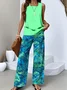 Casual Crew Neck Regular Fit Two-Piece Set With No