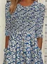 Women's Floral Print Round Neck Everyday Long Casual Shift Dress