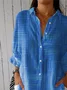 Vintage Hand Painted  Casual Linen V Neck Shirt