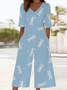 Women's H-Line V Neck Daily Going Out Casual Printing Dragonfly Summer Ankle Pants Jumpsuit Romper