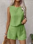 Women's Plain Daily Going Out Two-Piece Set Apricot Casual Summer Top With Pants Matching Set
