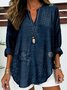 Shawl Collar Cotton Simple Blouse