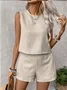 Women's Plain Daily Going Out Two-Piece Set Apricot Casual Summer Top With Pants Matching Set