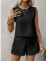 Women's Plain Daily Going Out Two-Piece Set Apricot Casual Summer Top With Pants Matching Set