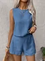 Women's Plain Daily Going Out Two-Piece Set Apricot Casual Summer Top With Pants Matching Set