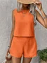 Women's Plain Daily Going Out Two-Piece Set Apricot Casual Summer Top With Pants Matching Set