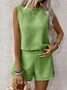 Women's Plain Daily Going Out Two-Piece Set Apricot Casual Summer Top With Pants Matching Set
