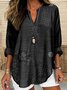 Shawl Collar Cotton Simple Blouse