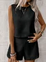 Women's Plain Daily Going Out Two-Piece Set Apricot Casual Summer Top With Pants Matching Set