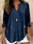 Shawl Collar Cotton Simple Blouse