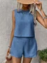 Women's Plain Daily Going Out Two-Piece Set Apricot Casual Summer Top With Pants Matching Set