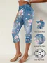 Faux Denim Print Graphic Casual Pants