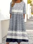 Striped Casual Crew Neck Dress With No