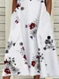 Women's Sleeveless Summer White Floral Printing Crew Neck Daily Going Out Casual Maxi H-Line Fit & Flare Dress Dress