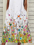 Women's Sleeveless Summer White Floral Printing Crew Neck Daily Going Out Casual Maxi H-Line Fit & Flare Dress Dress