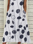 Women's Sleeveless Summer White Abstract Polka Dots Printing Crew Neck Daily Going Out Casual Maxi H-Line Fit & Flare Dress Dress