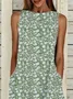 Women's Sleeveless Summer Green Floral Printing Crew Neck Daily Going Out Casual Maxi H-Line Fit & Flare Dress Dress