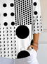 Women's Polka Dot Print Casual Three-quarter Sleeve T-shirt